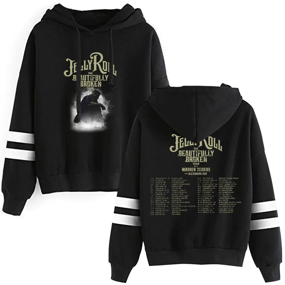 

Jelly Roll Beautifully Broken Tour Merch Pocketless Parallel Bars Sleeve Sweatshirt Pocket Drawstring Hoodie Fashion Pullover