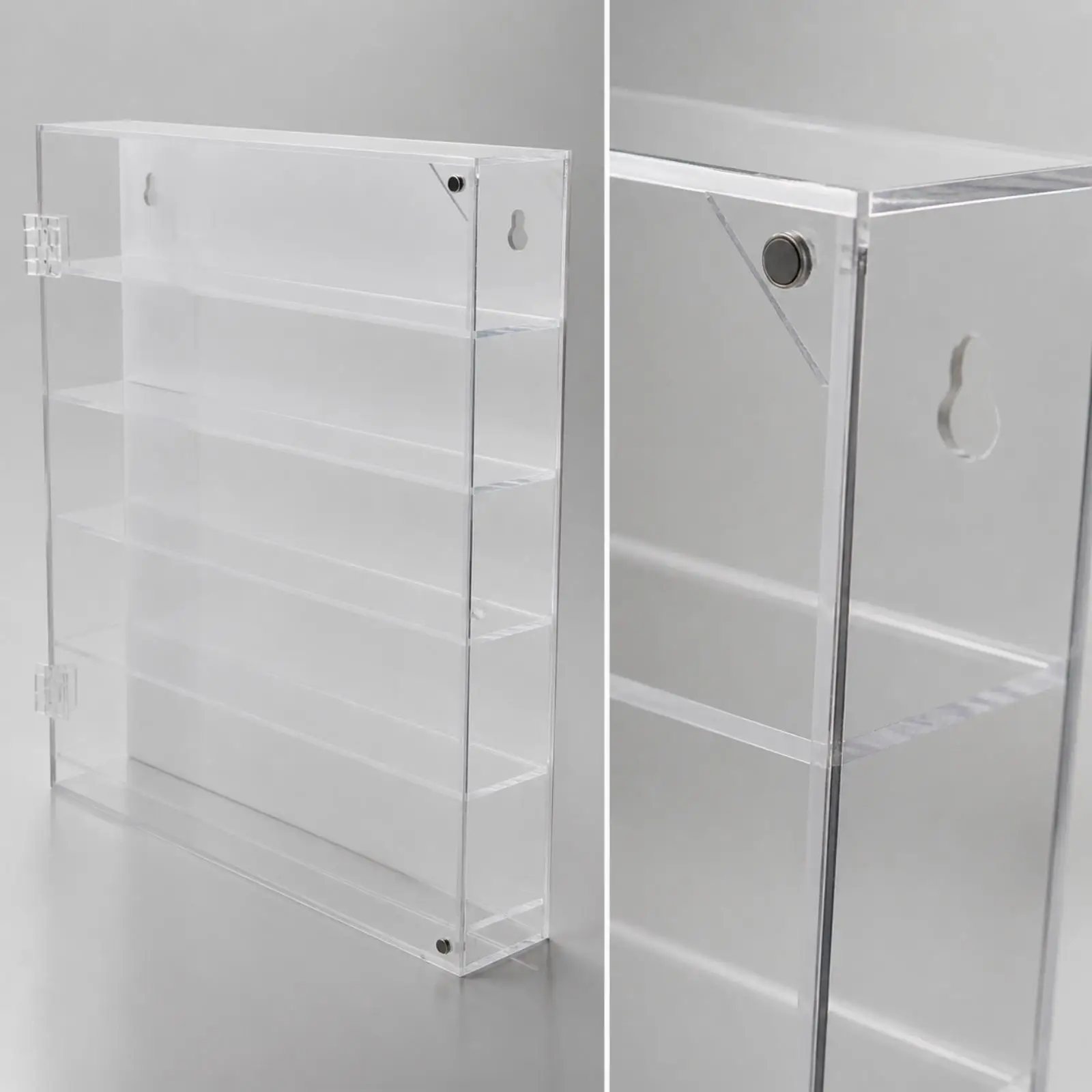 Clear Acrylic Showcase Cabinet for Diecast Cars Miniature Vehicles with Shelves for Bedroom Workroom Display