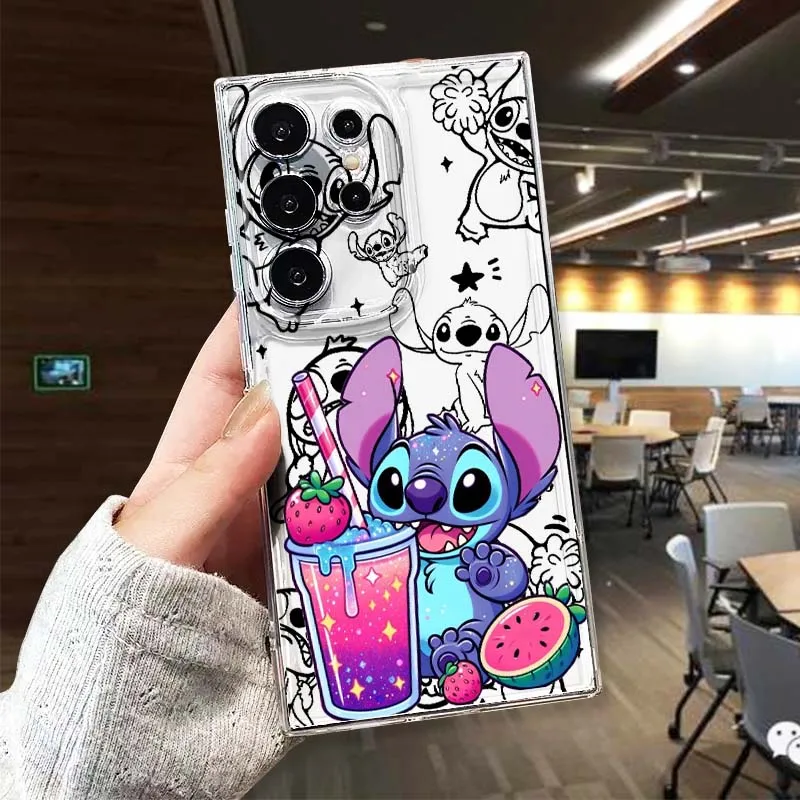 

Cute Disney Stitch For Samsung Galaxy S25 S24 S23 S22 S21 S20 S10 Lite Plus FE Edge TPU 5G Transparent Phone Case