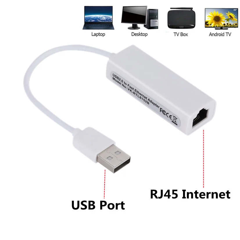 Портативная сетевая карта USB 2,0 к RJ45, 100 Мбит/с, USB к RJ45 Ethernet Lan адаптер для ПК, ноутбука, Windows XP 7 8