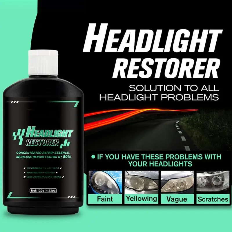 Car Headlight Repair Cream 120g Headlight Instant Renewal Cleaner Restorer With Sponge Auto Headlight Repair Polish Cleaner