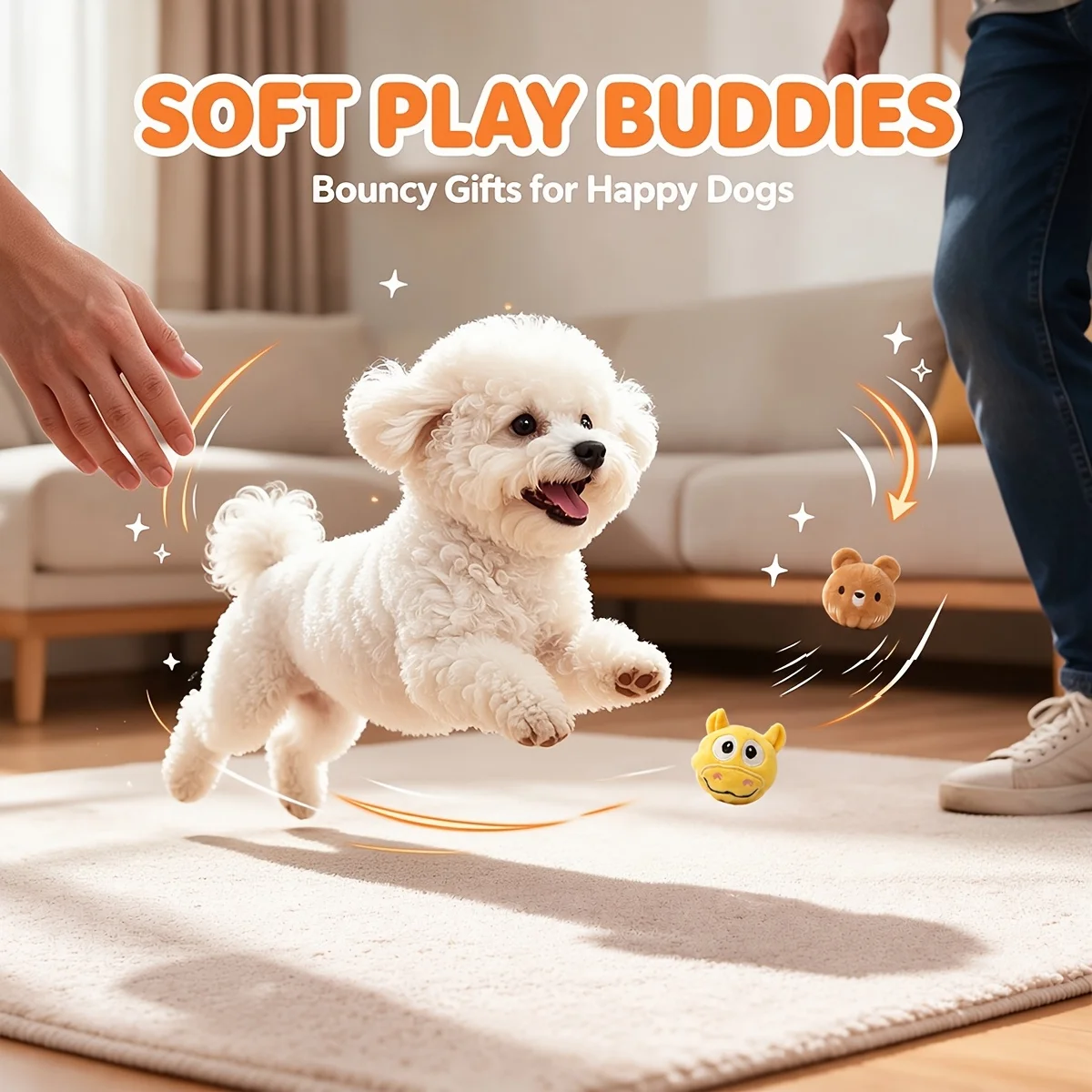 Interactive Squeaky Dog Ball Cartoon Animal Bouncy Sound Toy Boredom Relief Durable Chew Molar Toy for Dogs Cats Puppy