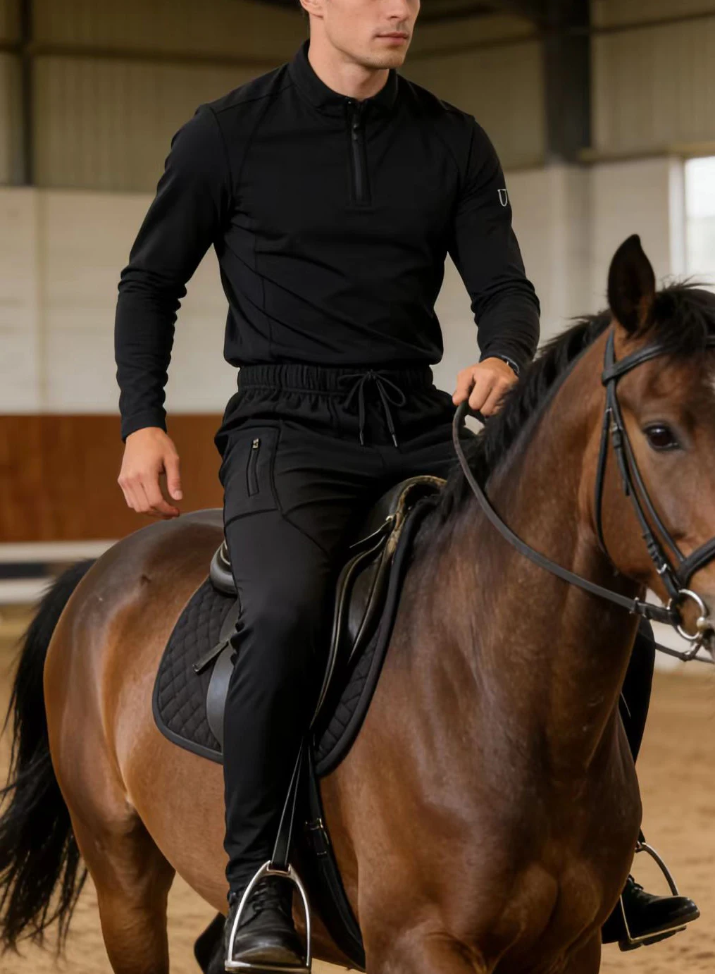 Herren-Reithose, Vierjahreszeiten-Schnelltrocknende Reithose, Vollbesatz-Antirutsch-Reithose für Herren, Elastischer Bund, Leicht Locker Sitzend – Detail 2