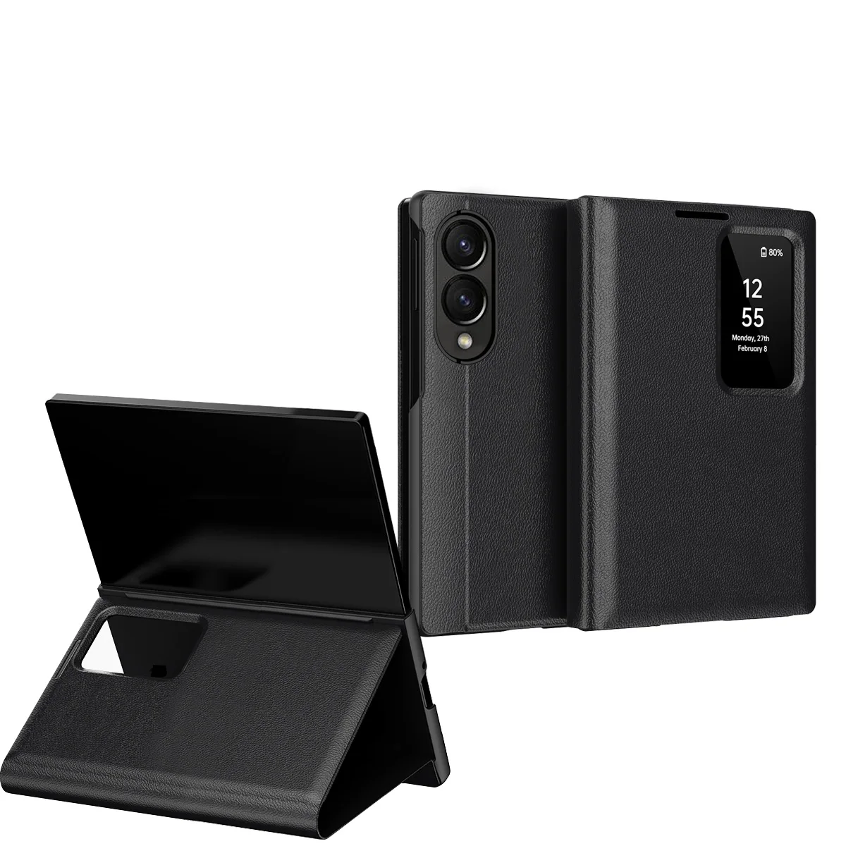 Case For Samsung Galaxy Z Fold 8 7 6 5 Phone Smart View Window PU Leather Wallet Flip-Free Answering Cover With Card Slot Cover