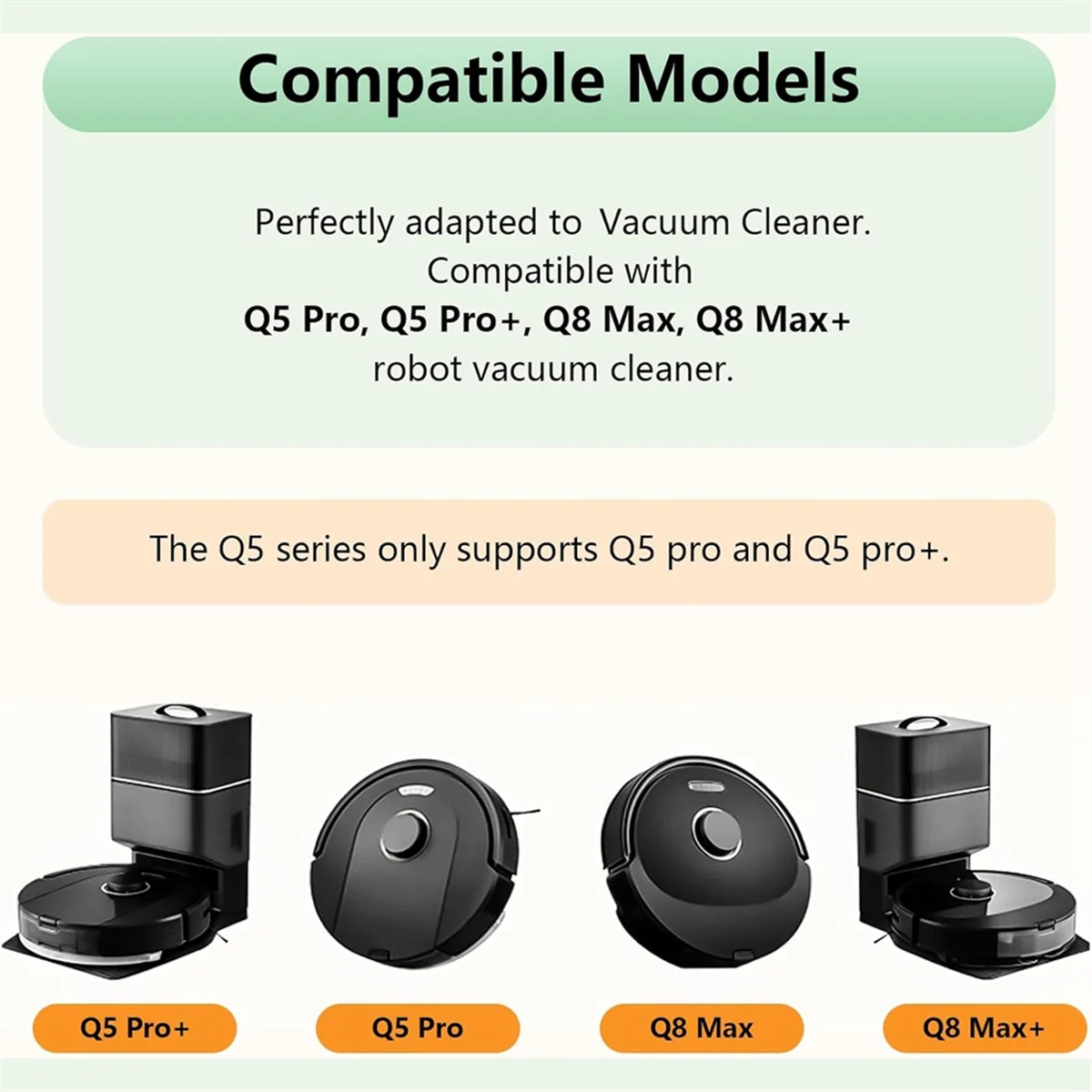 ABKR For Roborock Q8 Max Q8 Max+(Plus) Q5 Pro Q5 Pro+(Plus) Robot Vacuum Cleaner Main Side Brush Hepa Filter Mop Bags