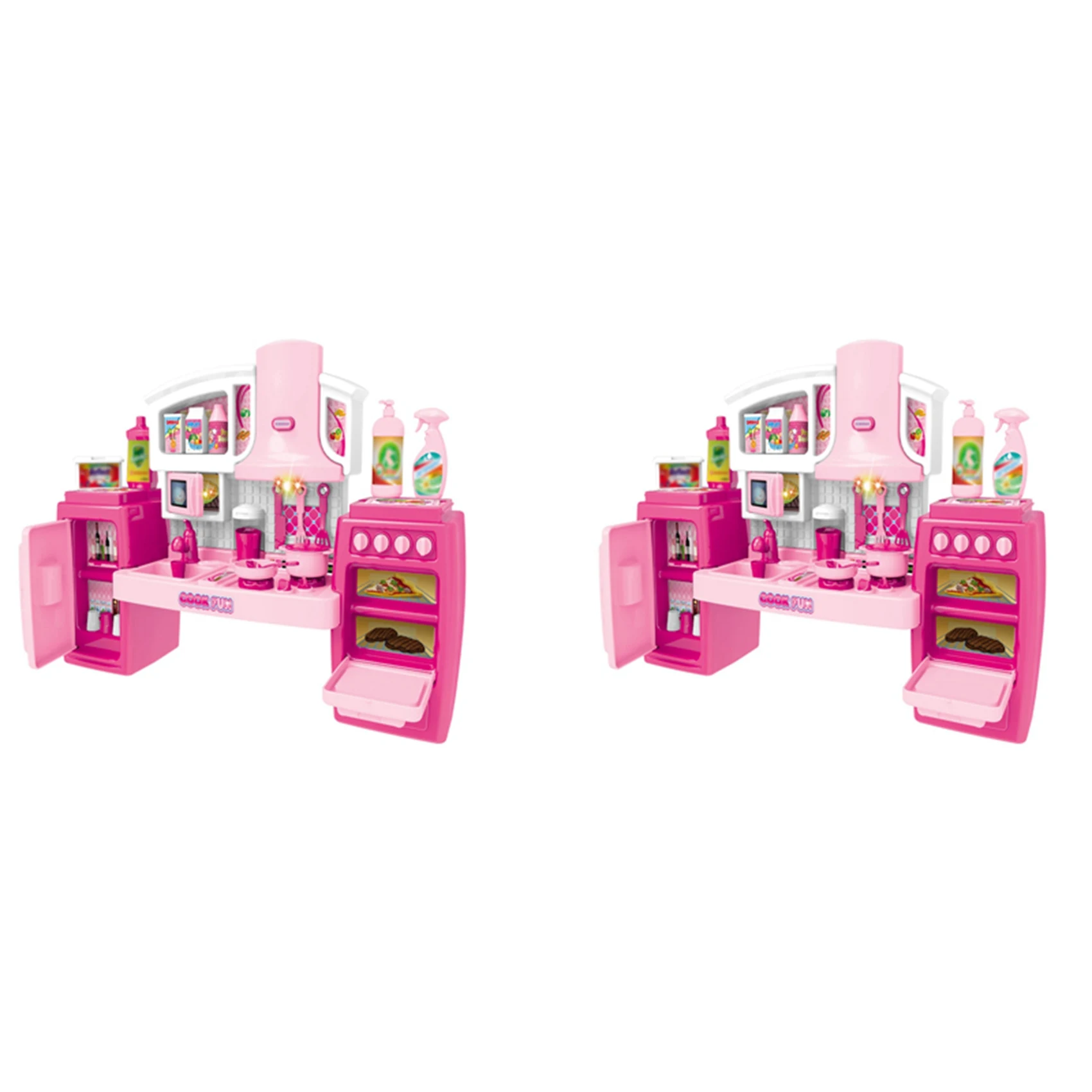 B49B-24X Cooking  Set Music Pretend Accessories Kitchen  Set Kitchen Game Play Cooking Utensils Set For Kids - Pink
