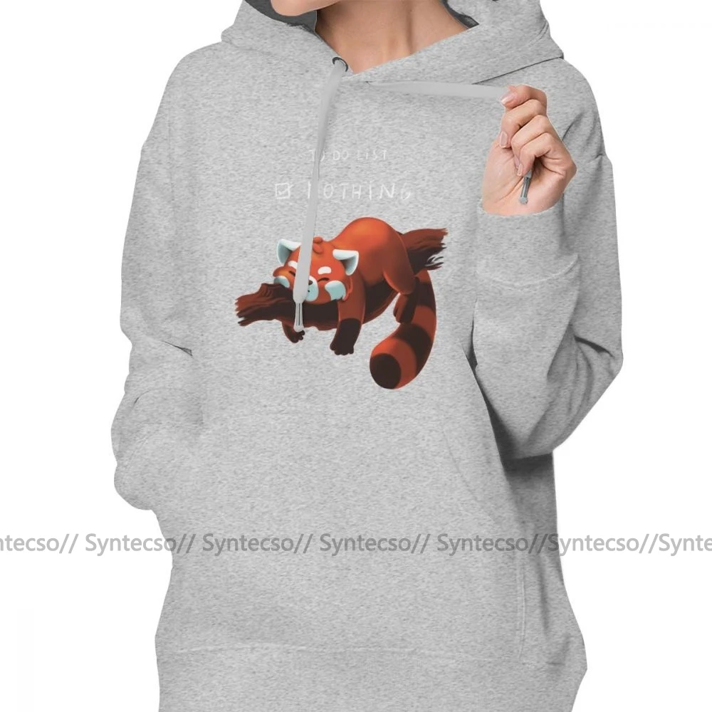Red Panda Hoodie Red Panda Day Hoodies Printed Simple Hoodies Women Street wear Cotton Over Size Grey Pullover Hoodie image 3