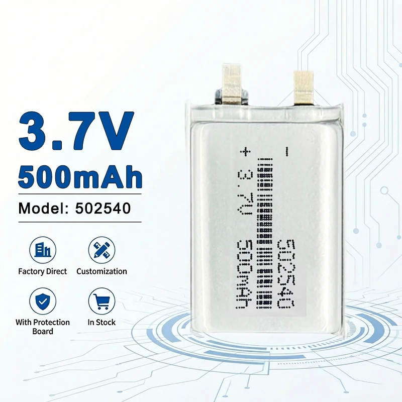 502540 3.7V 500mAh Rechargeable Li-ion Battery Compatible  for Mini Portable Electronics Wearables RC Toys  402060 502050 802035