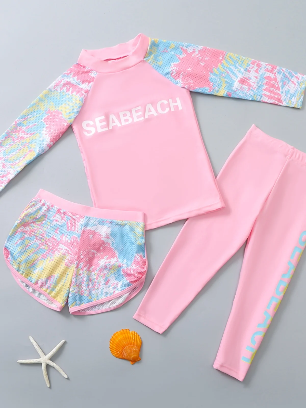 

Корейский детский купальник-двойка для плавания, пляжный комплект с длинными рукавами и брюками, быстросохнущий купальный костюм для горячих источников