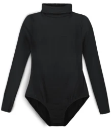 Girls' Team Basic Turtleneck Long Sleeve Leotard with Durable Snaps, Front Lining, Zipper Back