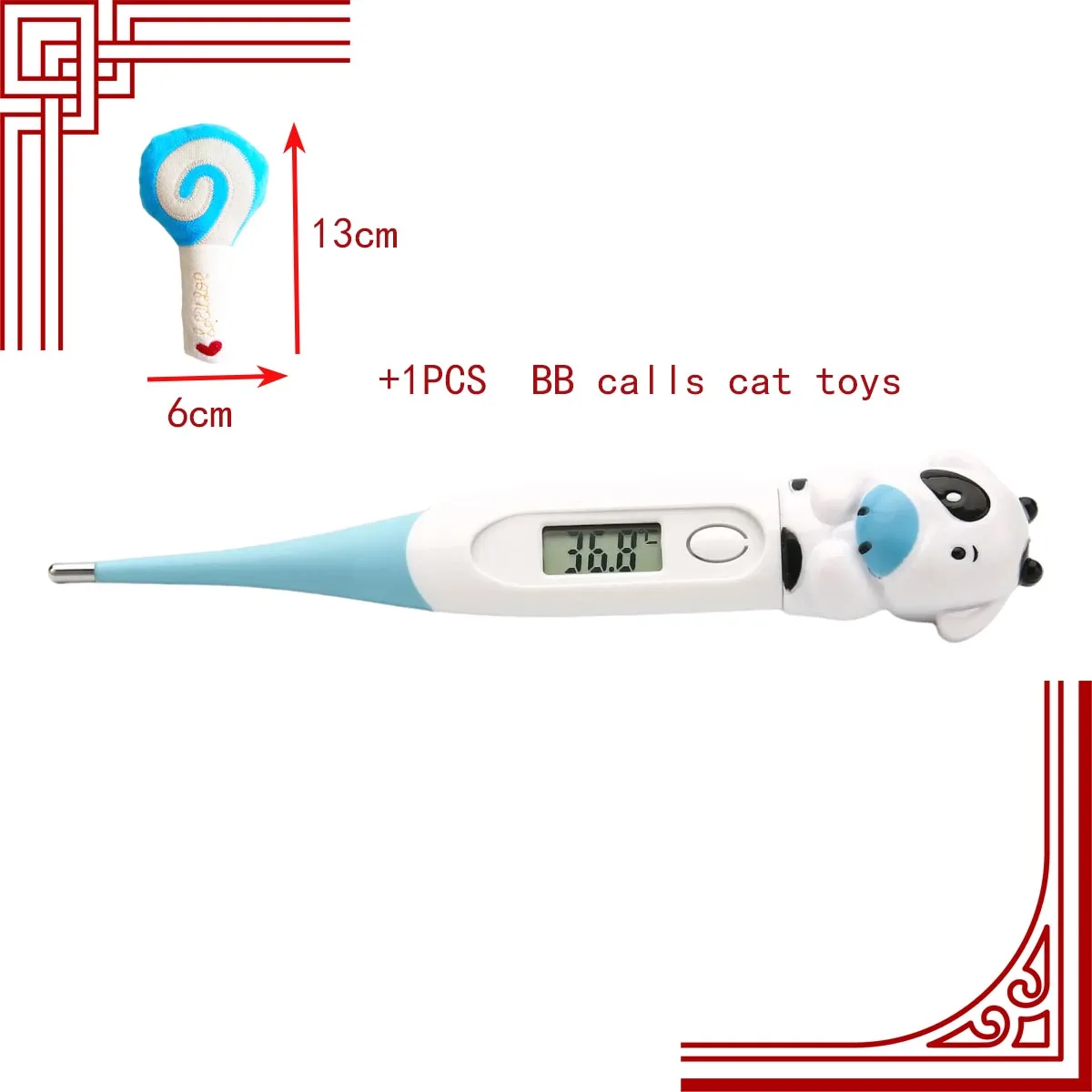 ブルーブルLED電子体温計、ペットbb通話、猫のおもちゃ、水銀フリー、獣医の使用、デジタルディスプレイ
