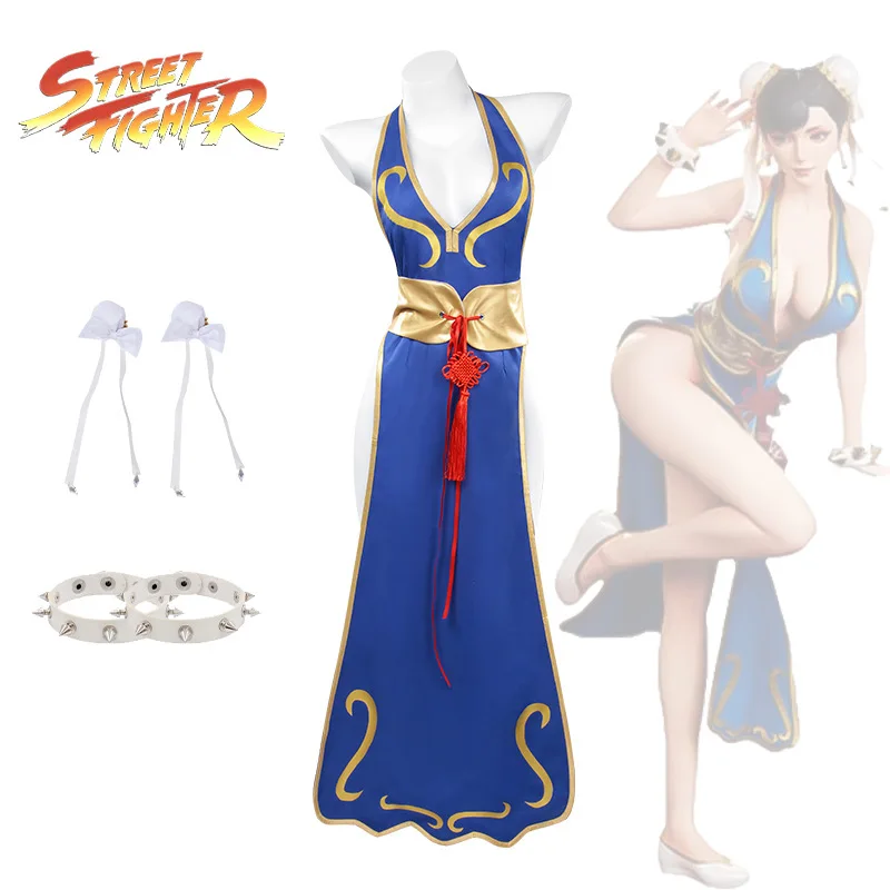 

Новый карнавальный костюм Street Fighter Chunli, сексуальный Cheongsam, костюм для танца льва, костюм для косплея аниме на Хэллоуин
