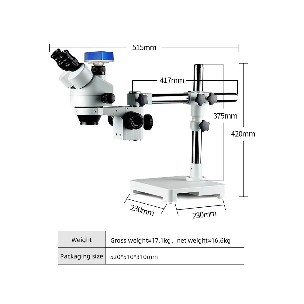 Single Arm Gimbal Trinocular Stereo Microscope with HD 4K  Microscope Mechanic