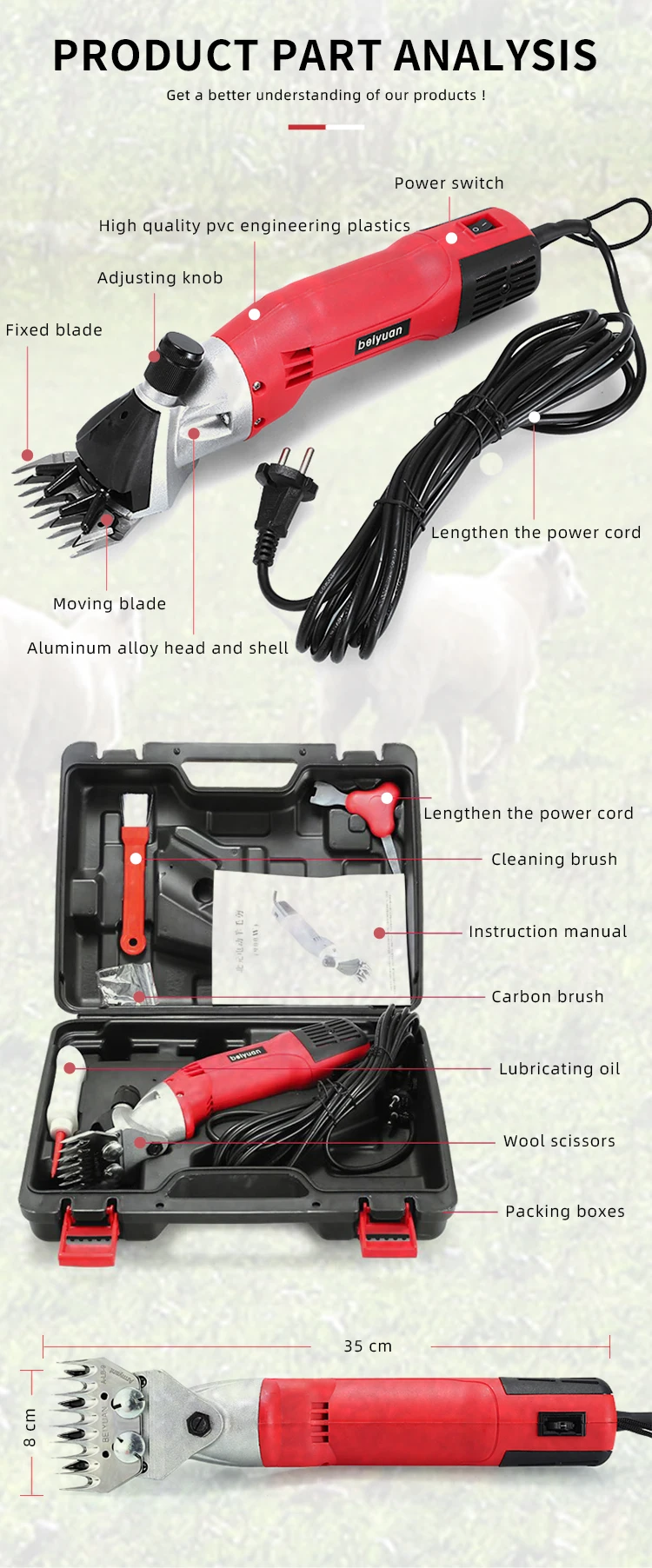 Electric Sheep Goat Shearing Machine Trimmer Tool Wool Scissor Cut Machine Trimmer Shaver Clipper