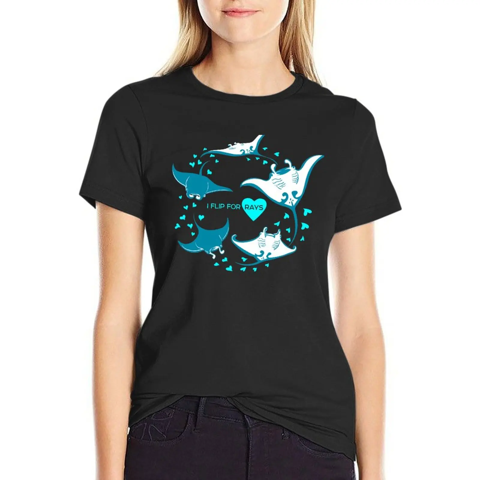 

Love Manta - I Flip for Rays T-Shirt animal print shirt for girls heavyweights vintage clothes Women's summer blouses 2025