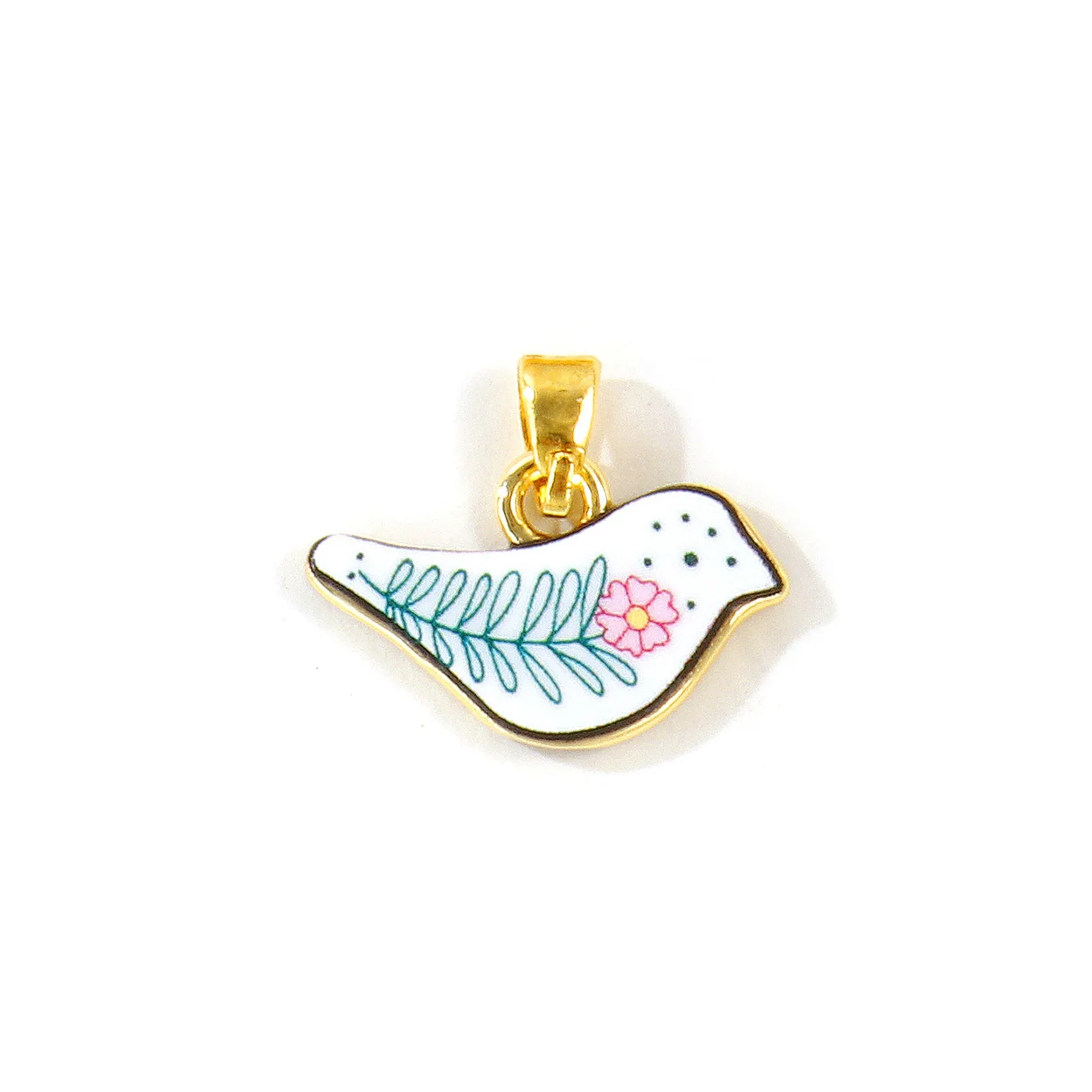 2 Stück mehrfarbige Emaille-Anhänger mit Hummer-, Vogel- und Mondmotiven, beidseitig bedruckt, 18K vergoldetes Messing, für DIY-Halskettenherstellung – Detail 7