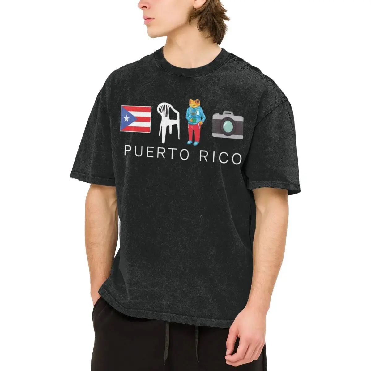 Puerto Rico DTMF Debi Tirar Mas Fotos Washed T Shirt Streetwear Hip Hop Vintage T-Shirts Bads Bunnys Tees Tops for Men Cotton