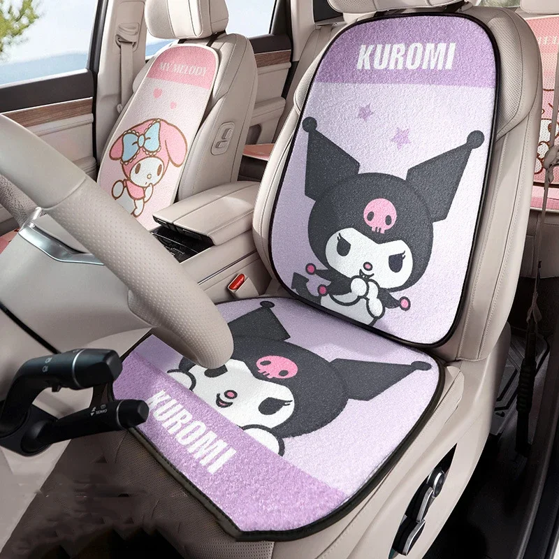 

Sanrio Kawaii Hello Kitty Plush Car Seat Cushion Kuromi Cinnamoroll Anime Cartoon Winter Warmer Driver Rear Seat Cover Cushions