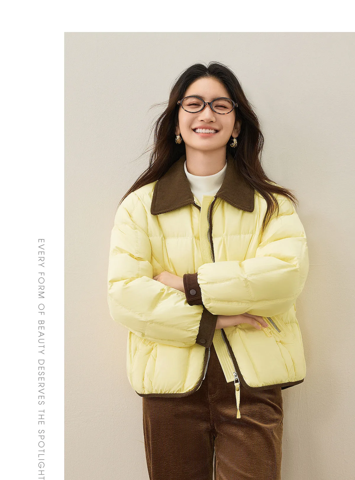 SENTUBILA 90% White Duck Down Jacket Women's 2026 Color Contrast Lapel Zip Pocket Coat Winter Loose Warm Outerwear W64YC7611