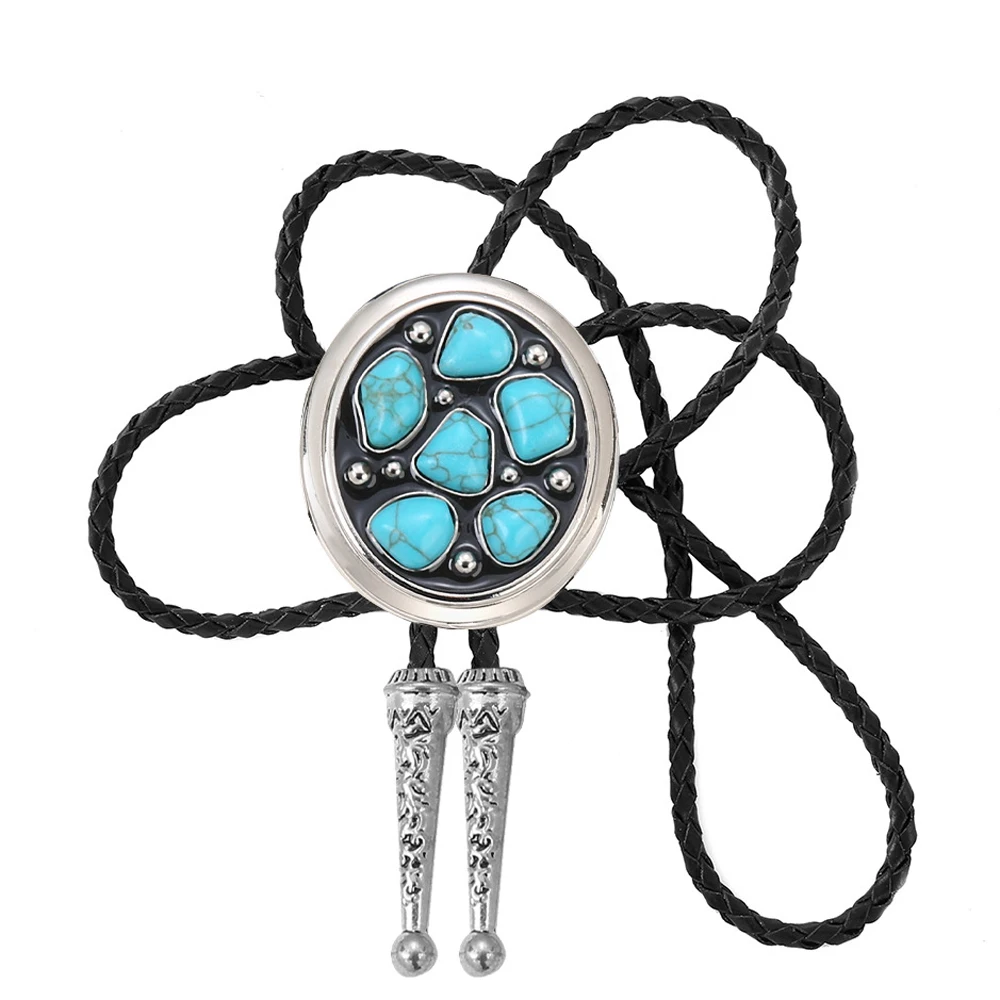Western Cowboy Rhinestone Combination Bolo Tie For Men Fashion Leather Rope Corbatas Para Hombre