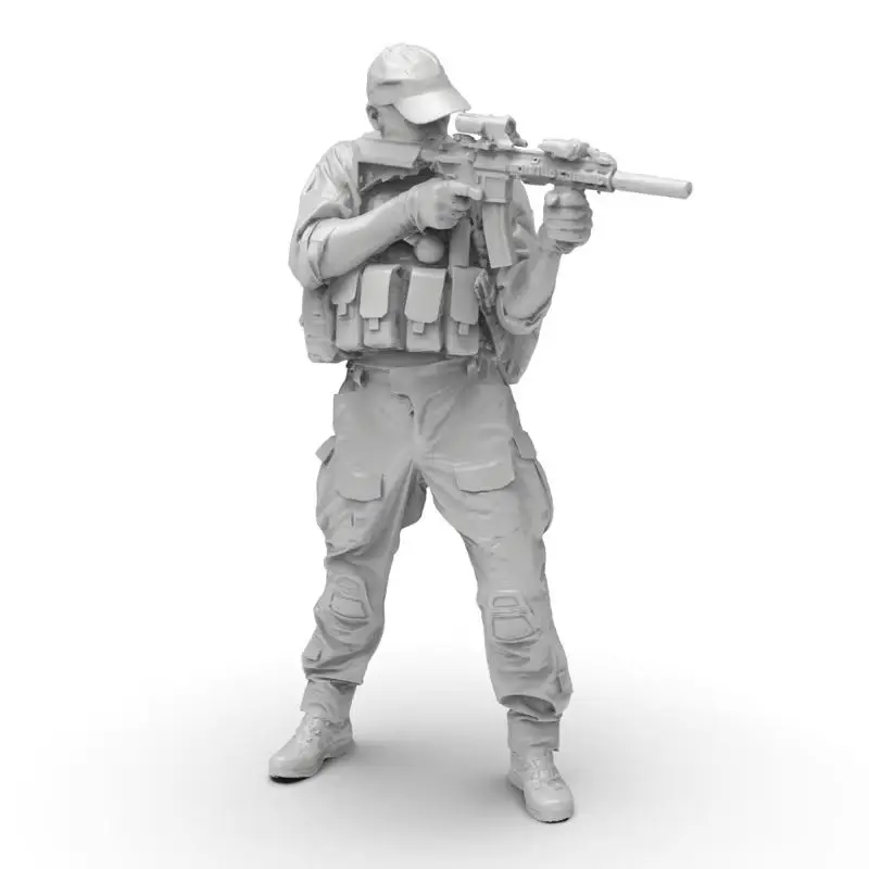 1/35 Scale Special Forces Soldier Resin Miniature Figurine 3d Printed White Model Collectible Figure Unassembled And Unpainted