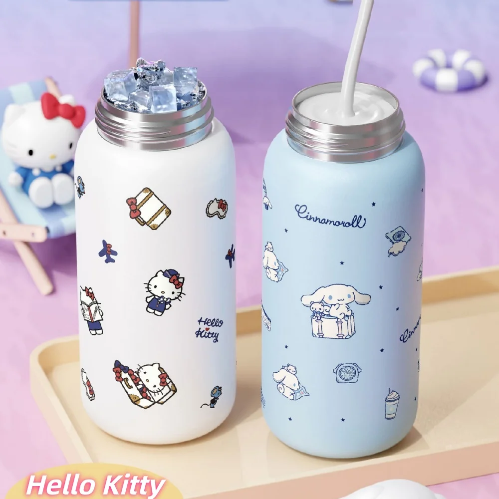أنيمي سانريو مرحبا كيتي الفولاذ المقاوم للصدأ كوب معزول kawayii كورومي ميلودي الكرتون 400 مللي الترمس القدح الفتيات هدايا عيد الميلاد