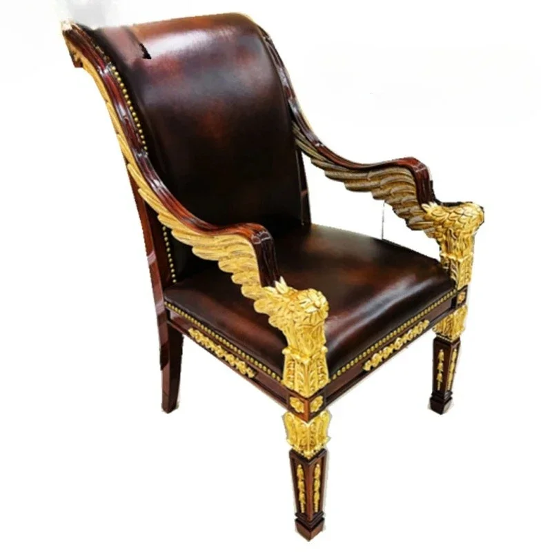 

Italian medieval style living room leisure chair solid wood carved backrest sofa chair