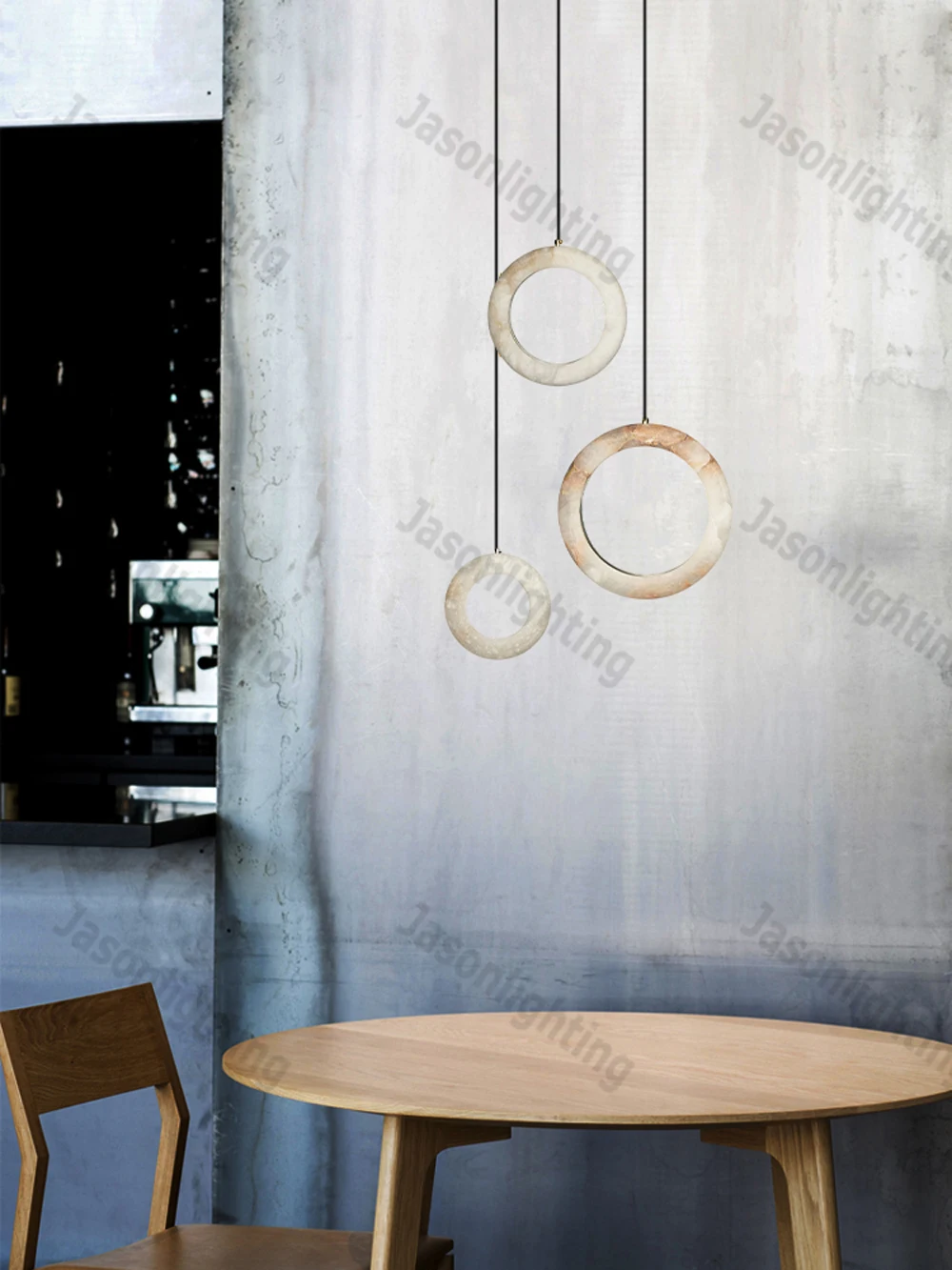 LED Postmodern Natural Marble Circle Chandelier