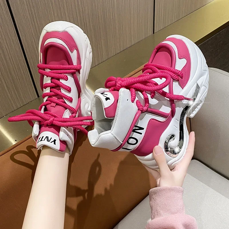 Popular Pop Shoes European Station Popular Autumn and Winter New Round Head Women's Shoes Thick Sole Colored High Top ShoesWomen