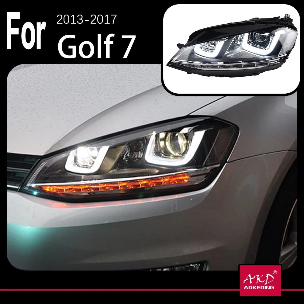 AKD Car Model Parts For VW Golk7 Golf 7 MK7 2013-2017 GTI Head lamps LED or Xenon Headlight LED Dual Projector FACELIFT