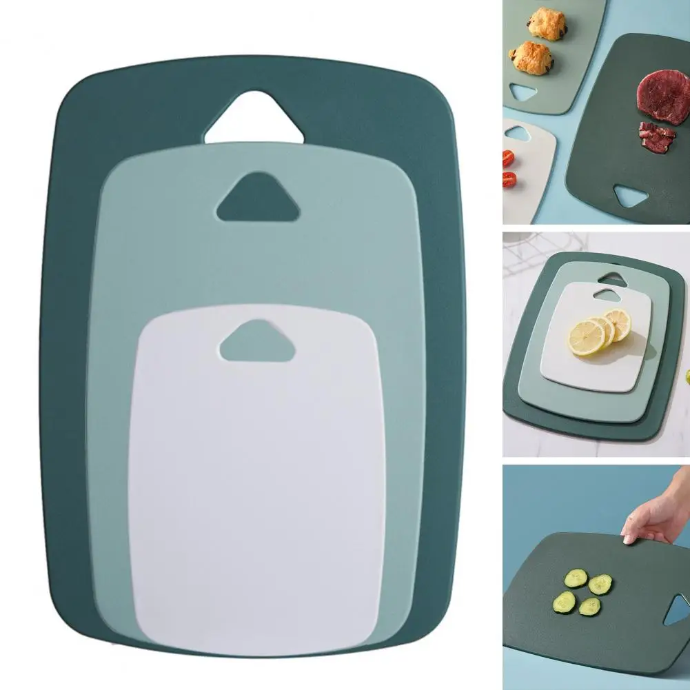 Four-corner Arc Design Board 3-piece Plastic Cutting Board Set with Easy Grip Handles Thick Chopping Boards for Meat Veggies
