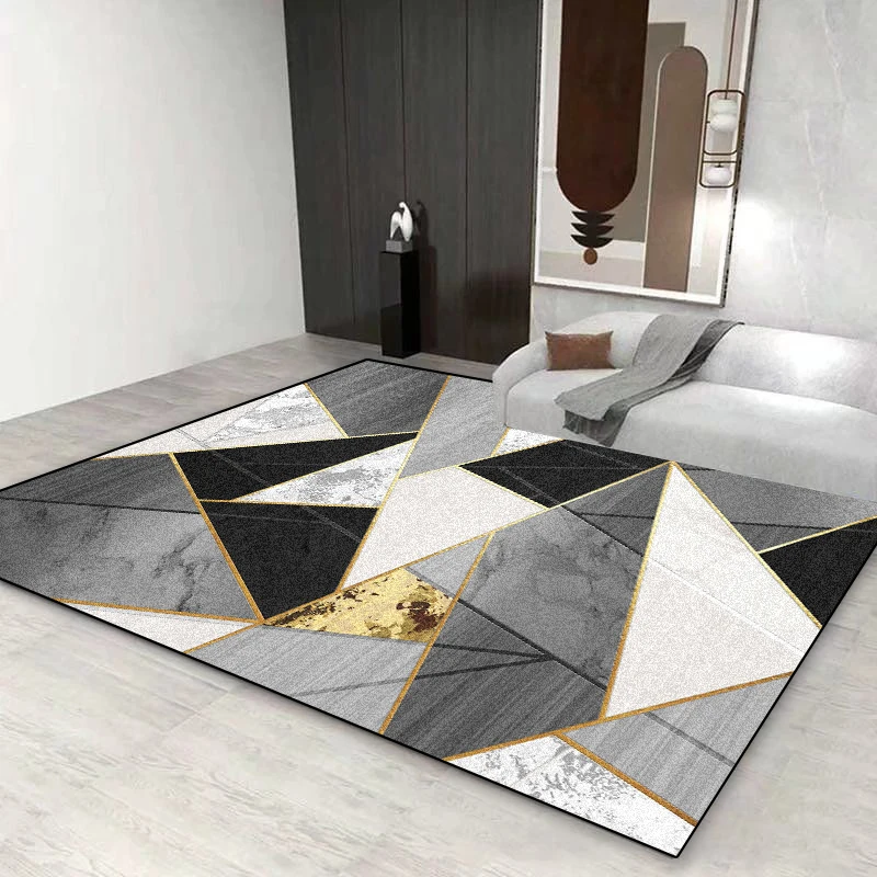 Modern Geometric Golden Carpet for Living Room Large Area Decoration Home Rugs for Bedroom Soft Non-slip 200x300 Lounge Sofa Mat