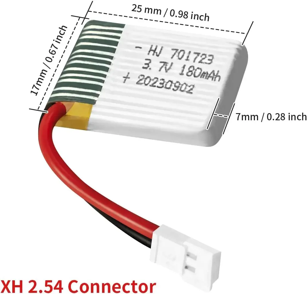 3.7V 180mAh 20C 701723 Rechargeable Lipo Battery For H20 Syma S8 M67 U839 X900 X901 RC Quadcopter Spare Parts