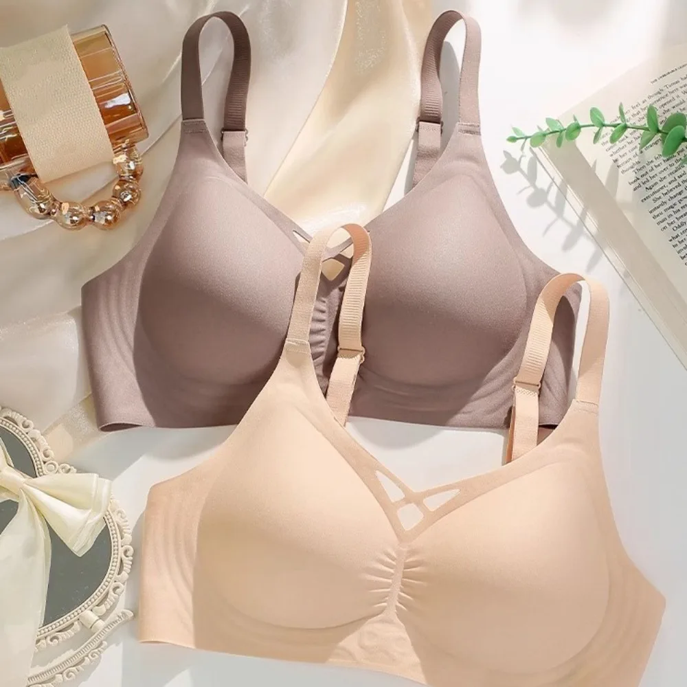 

Fashion Push-up Seamless Brassiere Shockproof Close-fitting Wireless Deep V Bra Lingerie Intimates Underwear for Women Female