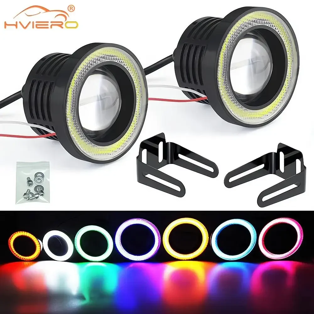 

2Pcs New 30W Car Driving DRL Fog Lights COB Angel Eyes 64/76/89mm Ambient Lamps Waterproof Daytime Running Bulb Headlight DC 12V