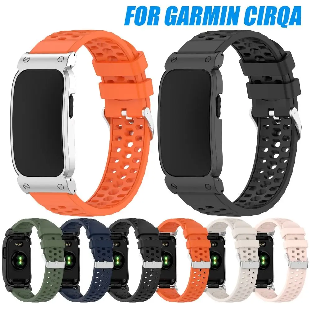Breathable Silicone Strap Replacement Adjustable Wristband with Metal Frame Fitness Tracker Band Strap for Garmin CIRQA