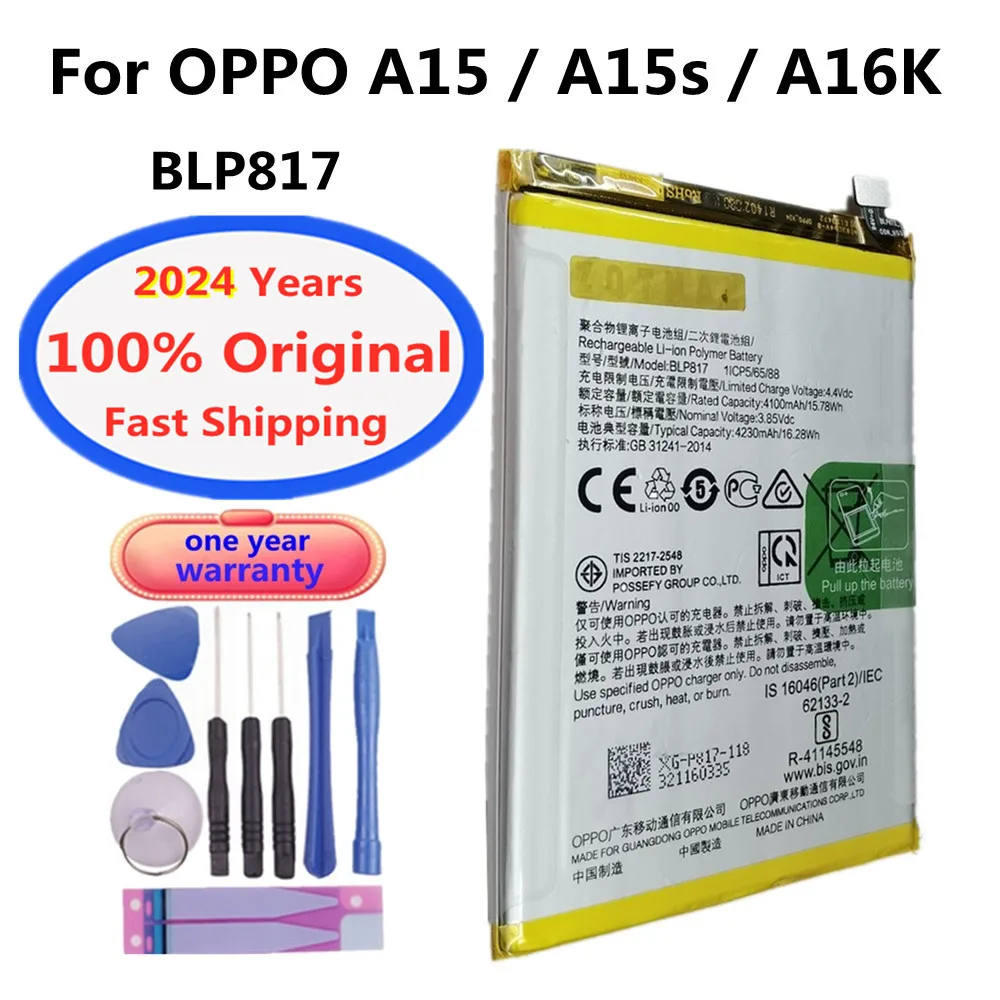 New Original A15s Battery BLP817 For OPPO A15 A15s A16K Phone Battery Batteries 4230mAh In Stock + Free Tools