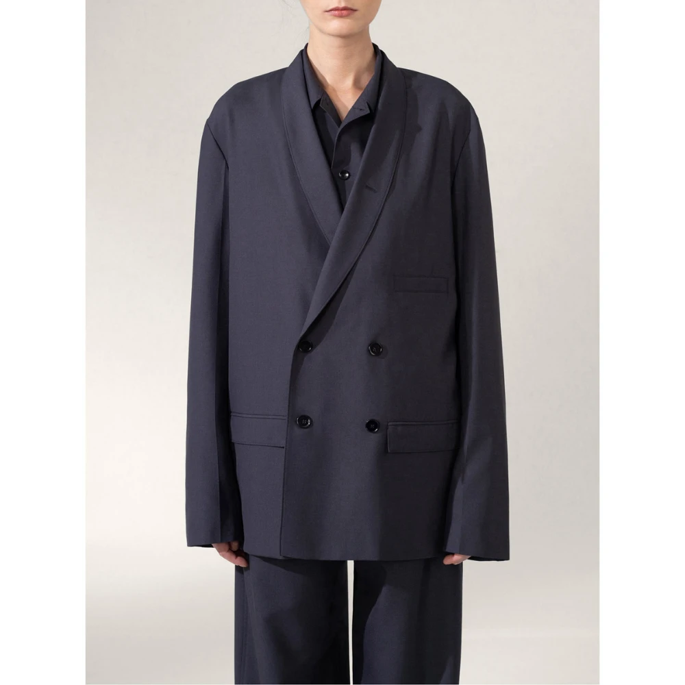 Women's LE* Suit Jacket Fall and Winter Casual Commuter Loose Barge Collar Tie Belt Double-breasted Suit