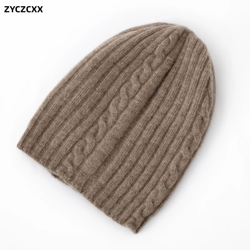 ZYCZCXX 100% Merino Wool Non-gender Knitted Hat Men\'s Warm Thickened High Quality Hat Women\'s Jacquard Outdoor Windproof Bonnet