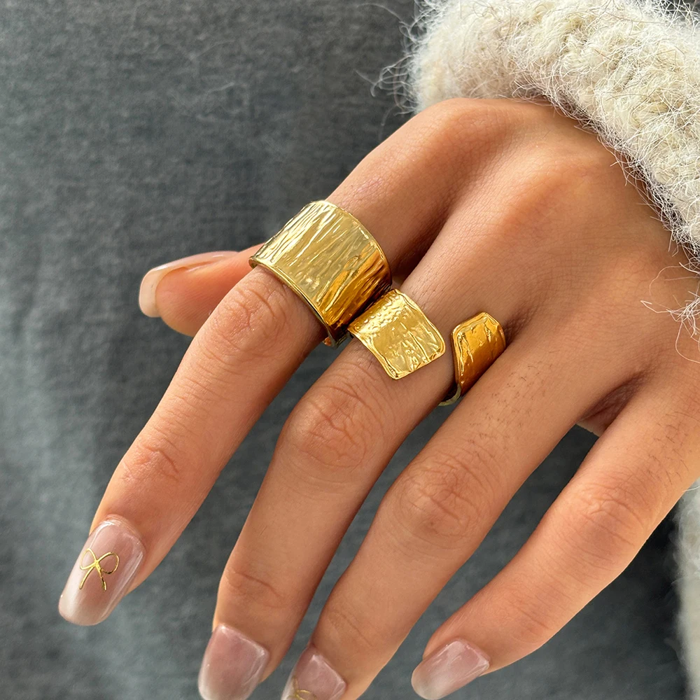 DOTIFI креативный комплект колец нестандартной формы из нержавеющей стали, модное кольцо, два комплекта, женские украшения, подарок для свадебной вечеринки и друга DOTIFI креативный комплект колец нестандартной формы из нержавеющей стали, модное кольцо, два комплекта, женские украшения, подарок для свадебной вечеринки и друга