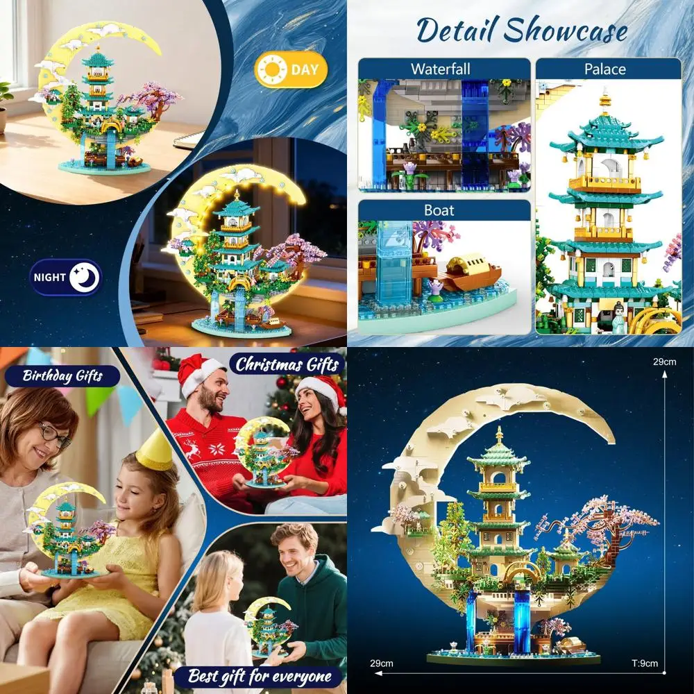 مجموعة بناء جناح مستوحاة من الآسيوية، 4288 قطعة مع ميزات مضيئة، مناسبة للأعمار من 8 سنوات فما فوق