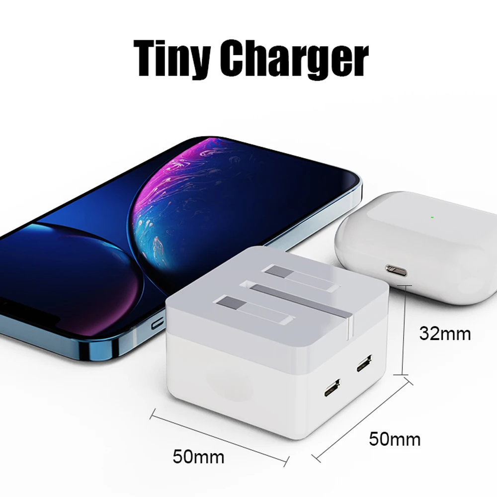 Foldabl Dual PD Fast Charger 35W Type C Phone Charger Adapter For iPhone 15 14 13 Samsung Xiaomi Quick Charge UK Plug USB Charge - náhled 5