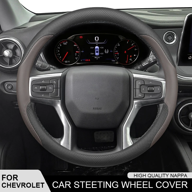 

Leather Steering Wheel Cover For Chevrolet Cavalier Colorado Aveo Bolt Cruze Lacetti Onix Orlando Silverado Spark Tahoe Traverse