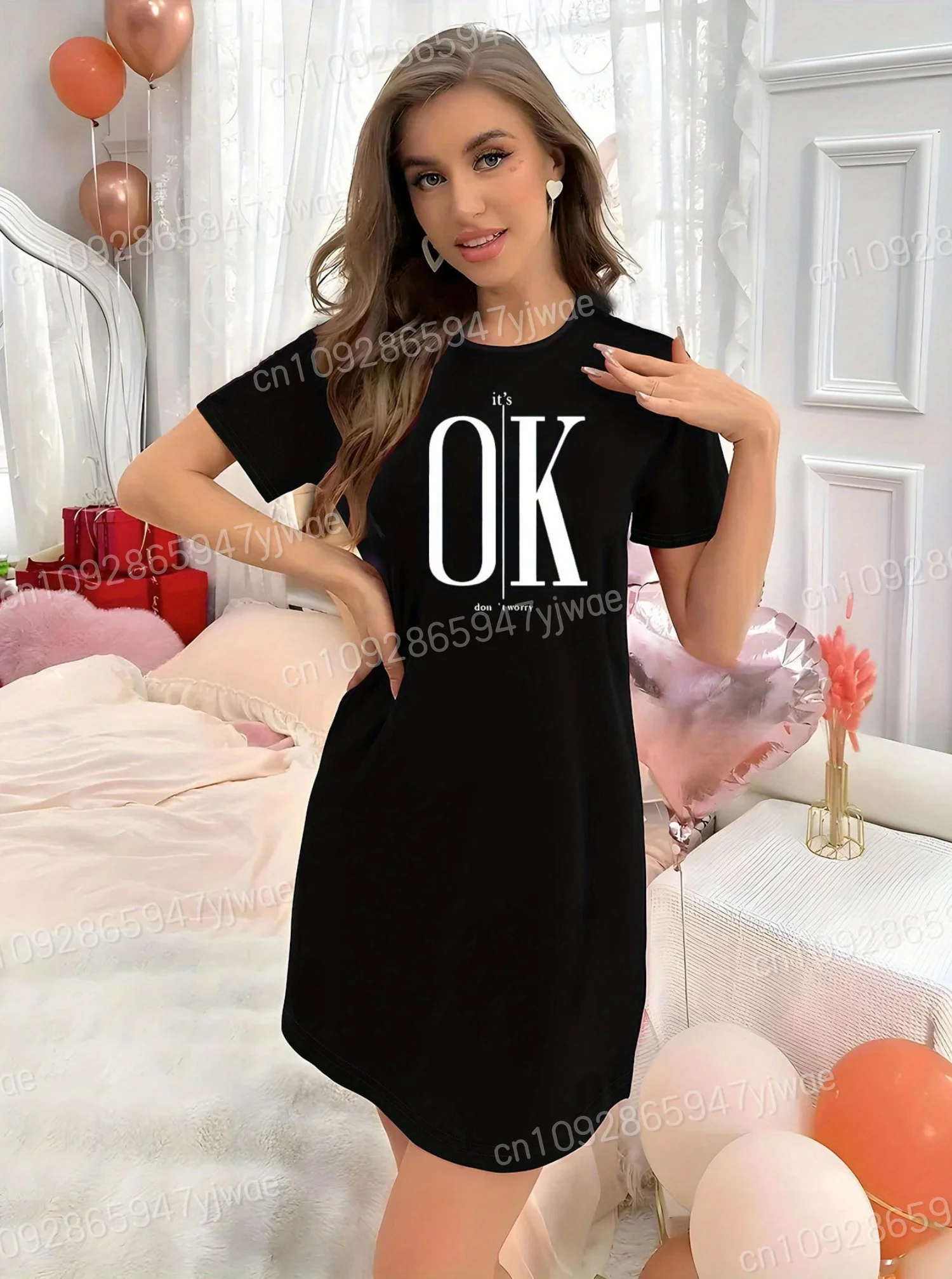 2025 ฤดูร้อนใหม่ผู้หญิงเสื้อยืดหลวมสบายๆมันโอเคพิมพ์O-คอLadyเสื้อแขนสั้นผู้หญิงเสื้อผ้า