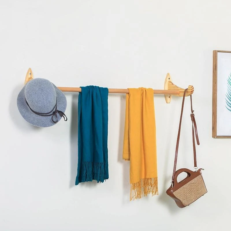 

Wall Type Bedroom Home Entrance Clothing Display Rack Internet Celebrity Hook Coat Rack Solid Wood Rack