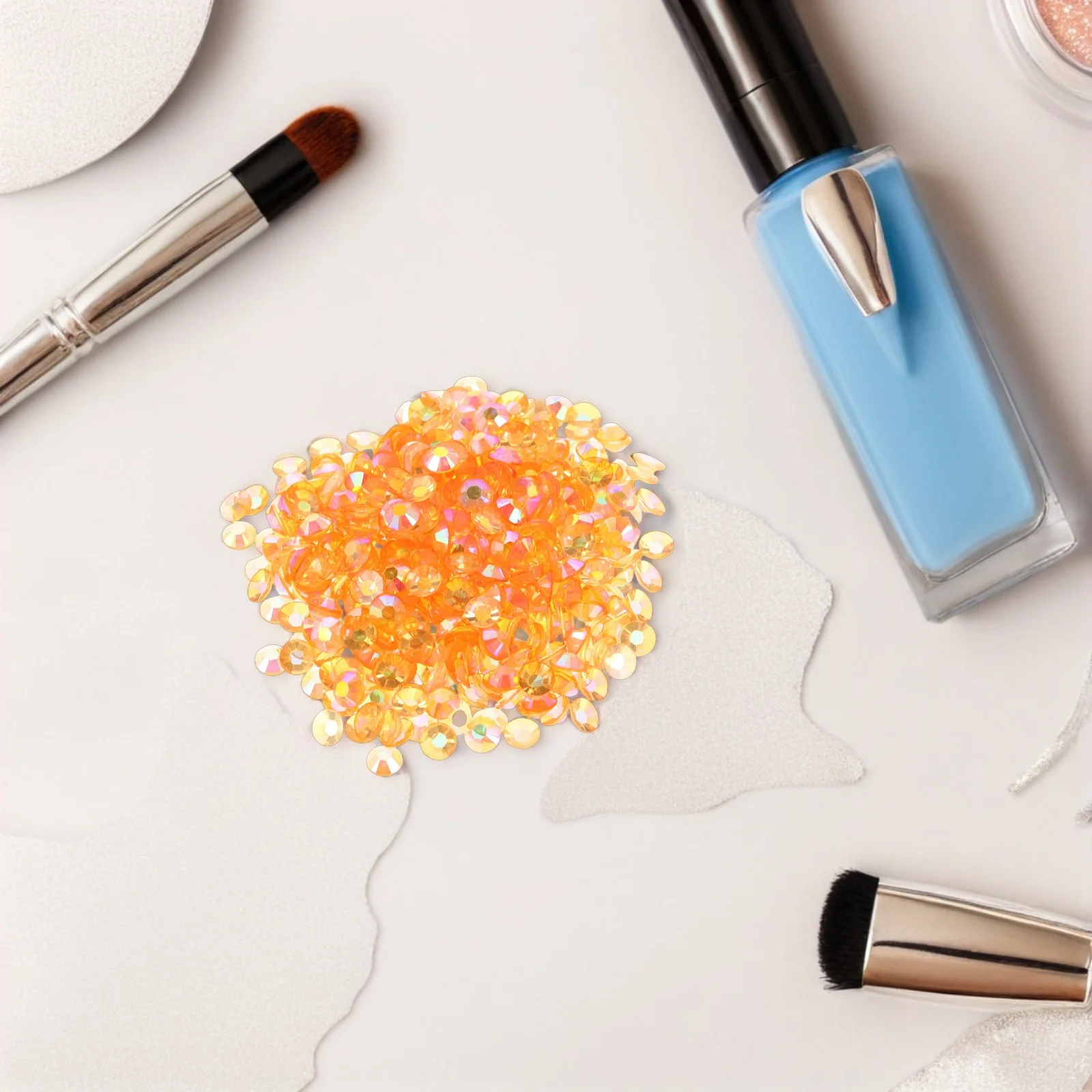 

6pcs Resin Flatback Rhinestones 5Mm Ab Orange Jelly Gems For Nail Art Diy Crafts Clothes Shoes Decor Small Round Glitter Stones