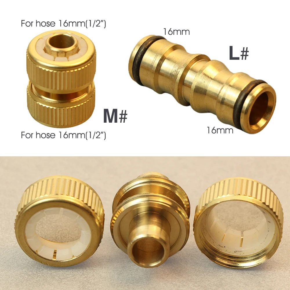 1/2\'\' 3/4\'\' 1\'\' Brass Tap Quick Connecter 16mm 20mm Copper Hose Coupling Adapter Garden Tubing Repair Watering Gun Fittings Tool