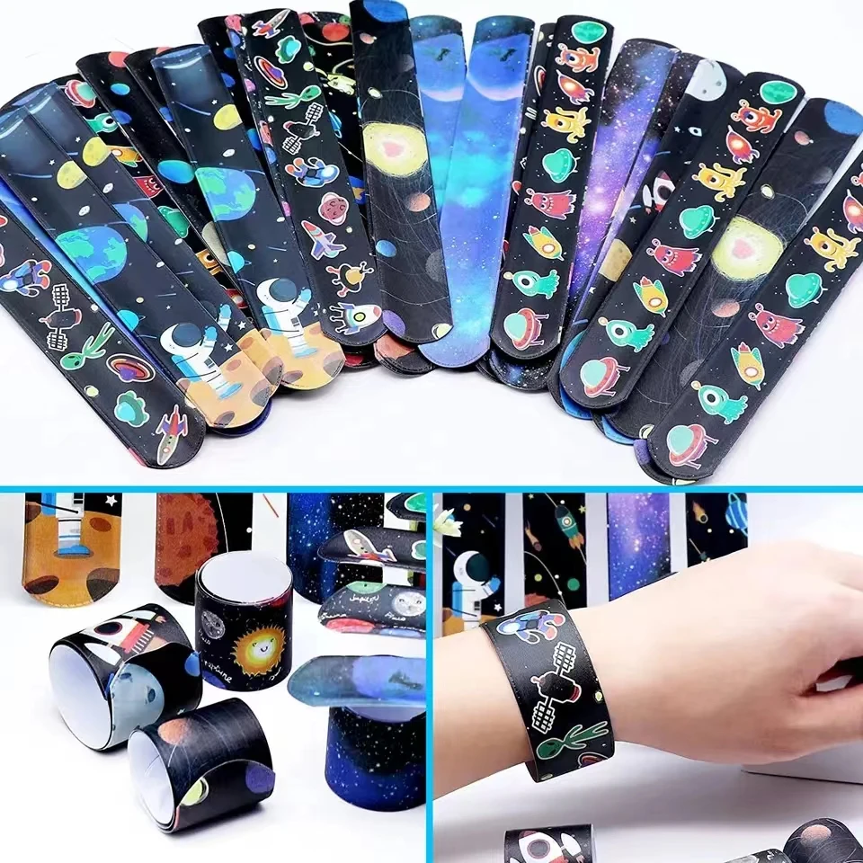 Space Astronaut Snap Bracelets - Pinata Toy Loot/Party Bag Filler Kids Pocket Slap Band Gift For Boy Girls Birthday Party Favors