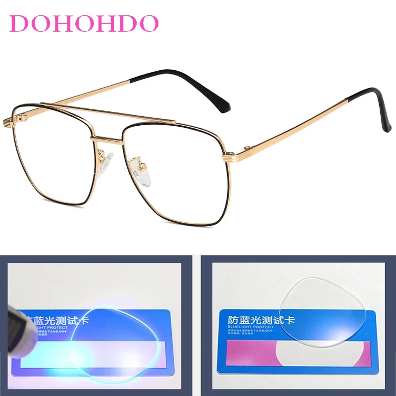 Retro Twin Bridge Pilot Anti Blue Light Computer Glasses Women Men Classic Brand Designer Eyeglasses For Office Work Lentes Очки