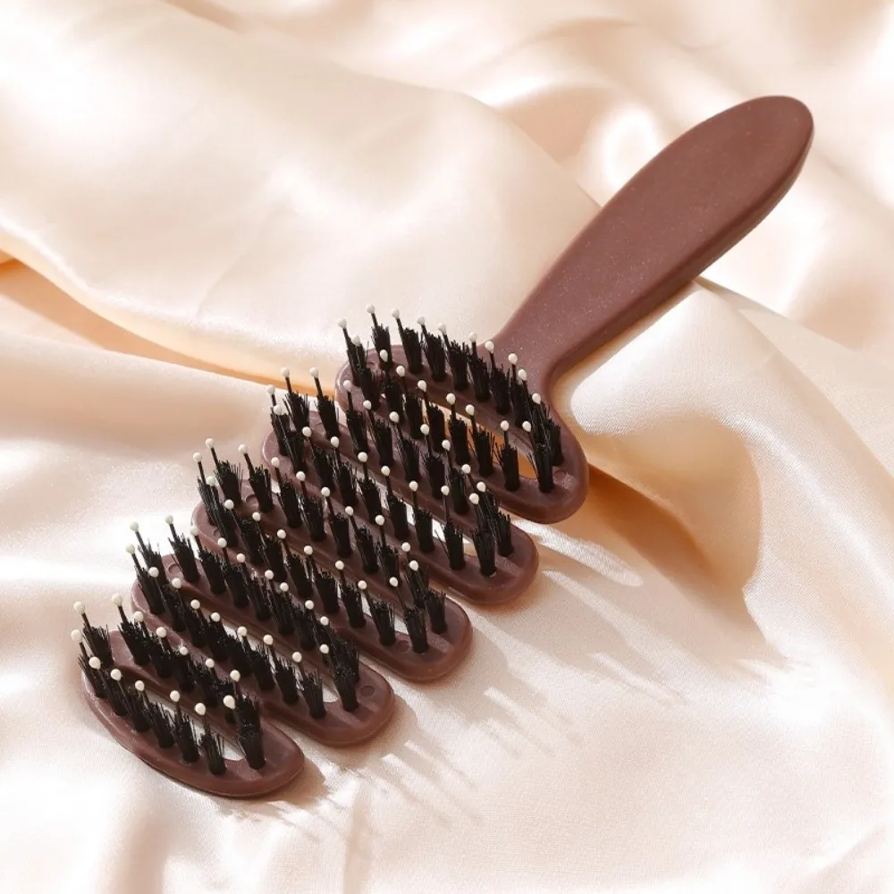 

New Hollow Hair Comb Boar Bristle Anti-Static Hair Brush with Handle Natural Curly Hairbrush Salon Hairdressing Styling Tools